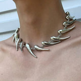 Hivava Geometric Silver Thorn Irregular Metal Necklace