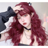 Hivava Cute Mermaid Style Cherry Red Curly Wig