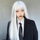 Hivava White Harajuku Gothic Girl Long Wig