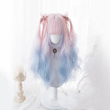 Hivava Lolita Pink Blue Gradient Long Curly Wig