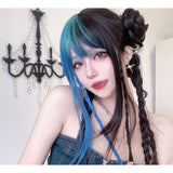 Hivava eGirl Gradiente Front Side Blue Narutal Black Wig