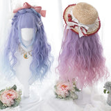 Hivava Long Curly Mixed Blue/Purple Pink Ombre Lolita Cosplay Wig