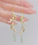 Hivava  -  jewelry New Trendy Bell Orchid Leaf Water Drop Resin Drop Earrings for Womens Temperament Jewelry  Needle Gift