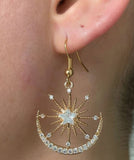 Hivava  -  Ramadan  Earrings Trendy Moon & Star Design Paved Shining Rhinestone Match Daily Outfits Party Accessories