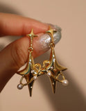 Hivava  -  Simple Silver Color Star Earrings for Women Opal Stone Heart Hoop Earrings Punk Y2K Cute Daily Wear Jewelry Party Gifts