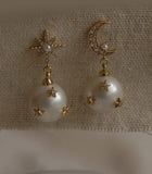 Hivava  -  fashion stars and moon Romantic pearl women earrings copper alloy earrings Classic bulk wholesale earrings