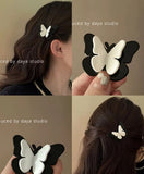 Hivava  -  New Korean Simple Retro Black And White Stereo Acrylic Butterfly Hair Clip Claw Hair Accessories For Woman Girls