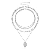 silver bracelet with dangling beads Jewelry New Virgin Mary Pendant Necklace Women's Retro Exaggerated Multi-Layer Chain Necklace