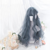 Hivava Lolita Blue Gray Wavy Long Curly Wig