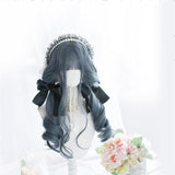 Hivava Lolita Fog Blue Long Curly Wig