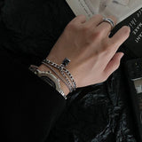 Hivava DOUBLE LAYER BLACK SQUARE CHAIN BRACELET