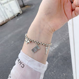 bracelets 925 Sterling Silver Bracelet Women's Retro Thai Silver Korean Style Fashion Personality Simple Niche Love Beauty Gold Key Bracelet Ins