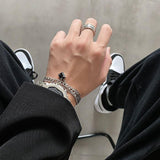 Hivava DOUBLE LAYER BLACK SQUARE CHAIN BRACELET