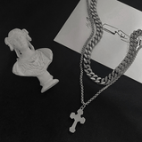 Hivava CROSS DOUBLE CHAIN NECKLACE