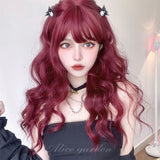 Hivava Cute Mermaid Style Cherry Red Curly Wig