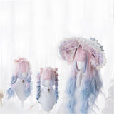 Hivava Lolita Pink Blue Gradient Long Curly Wig