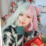 Hivava Alice Bear Cotton Candy Parted Pink Mint Wig