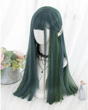 Hivava Green/Blue Natural Straight Lolita Cosplay Wig