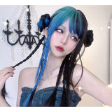 Hivava eGirl Gradiente Front Side Blue Narutal Black Wig