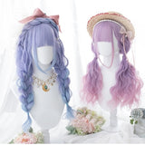 Hivava Long Curly Mixed Blue/Purple Pink Ombre Lolita Cosplay Wig