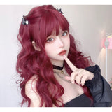 Hivava Cute Mermaid Style Cherry Red Curly Wig