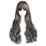 Hivava Brown Blue Harajuku Long Curl Wig