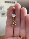 Hivava belly ring Fashion with Diamond Moon-Shaped Zircon Navel Nail Suitable for Women's Daily Wear