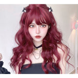 Hivava Cute Mermaid Style Cherry Red Curly Wig