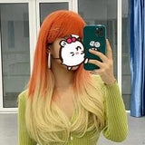 Hivava Red Yellow Gradient Long Curly Wig