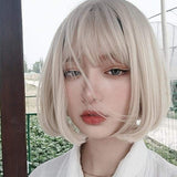 Hivava Cute Short Blonde Beige Bobo Bangs Wig