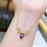 Hivava  Exquisite Zircon Elk Necklaces for Women Elegant Clavicle Chain Fashion Crystal Deer Pendant Party Jewelry Christmas Gift