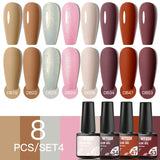 Hivava  -  6/8pcs Gel Nail Polish Set Nude Pink Gel Varnishes Kit Glitter Soak Off Uv Led Gel Semi Permanent Nail Art Gel Lacquer