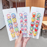 Hivava 10PCS/Set New Girls Cute Cartoon Flower Small Scrunchie Kids Ponytail Hair Tie Elastic Hair Bands Fashion Hair Accessories Set