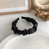 Hivava  -  Winter Solid Velvet Bezel Women Girl Broadside Hair Bands  Pearl Cross Headband Hair Hoop Fashion Black Leather Braided Hairband