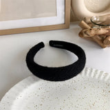 Hivava  -  Winter Solid Velvet Bezel Women Girl Broadside Hair Bands  Pearl Cross Headband Hair Hoop Fashion Black Leather Braided Hairband