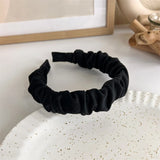 Hivava  -  Winter Solid Velvet Bezel Women Girl Broadside Hair Bands  Pearl Cross Headband Hair Hoop Fashion Black Leather Braided Hairband