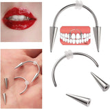 Hivava  1PC Punk Dracula Nail Septum Piercing Tiger Tooth Nail Stainless Steel C Rod Smile Lip Piercing Zomibe Vampire Tooth Decoration