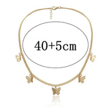 Hivava Clavicle Short Punk Gold Silver Color Butterfly Chain Necklace Gothic Jewelry Pendant Women's Girl Gift New Fashion