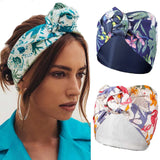 Hivava  -  Women Vintage Printing Headband Turban Bandana Wire Wide Hair Band Girls Knotted Adjustable Multi Use Headdress Hair Accessories