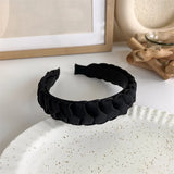 Hivava  -  Winter Solid Velvet Bezel Women Girl Broadside Hair Bands  Pearl Cross Headband Hair Hoop Fashion Black Leather Braided Hairband