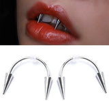 Hivava  1PC Punk Dracula Nail Septum Piercing Tiger Tooth Nail Stainless Steel C Rod Smile Lip Piercing Zomibe Vampire Tooth Decoration