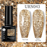 Hivava  -  7.5ml Glitter Nail Gel Polish Summer Laser Silver Nude Sequins Manicure Semi Permanent Soak Off Nail Art Gel Varnish