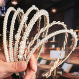 Hivava New Women Full Pearls Simple Hairbands Bow Headband Hair Hoops Band Holder Ornament Headbnds Lady Fashion Hair Accessories