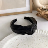 Hivava  -  Winter Solid Velvet Bezel Women Girl Broadside Hair Bands  Pearl Cross Headband Hair Hoop Fashion Black Leather Braided Hairband