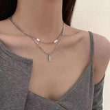 Hivava Korean Stainless Steel Choker Layered Necklace Women Punk Trendy Dainty Chain Statement Pendant Hip Hop Jewelry