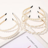 Hivava New Women Full Pearls Simple Hairbands Bow Headband Hair Hoops Band Holder Ornament Headbnds Lady Fashion Hair Accessories