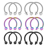 Hivava  2Pcs Punk Stainless Steel Nose Ring Spike Nose Piercings Helix Ear Piercing for Women Men Septum Rings Body Piercing Jewelry