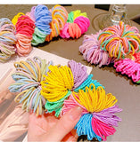 Hivava 100PCS/Set Girls Cute Colorful Basic Spiral Elastic Hair Bands Small Pigtail Hair Tie Scrunchie Rubber Band Kid Hair Accessories