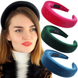 Hivava  -  New Padded Headbands For Women Wide Velvet Bezel Hair Band Hair Hoop Girls Sponge Thick Solid Color Hair Accessories