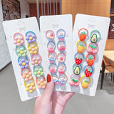 Hivava 10PCS/Set New Girls Cute Cartoon Flower Small Scrunchie Kids Ponytail Hair Tie Elastic Hair Bands Fashion Hair Accessories Set